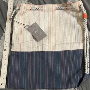 Sunbrella NEW Limited bag string striped 16.5x18.5 2015-16 Gray/Bl vintage retro